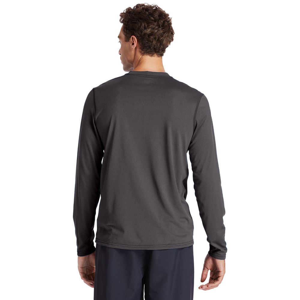 Camisetas Timberland Argentina Hombre - Pro® Wicking Good Sport Long-Sleeve - Gris Oscuro - FUCDAX-6